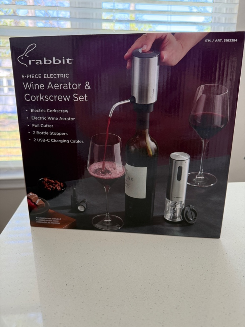 NWT Rabbit 5-Piece Electric Wine Aerator & Corkscrew Set